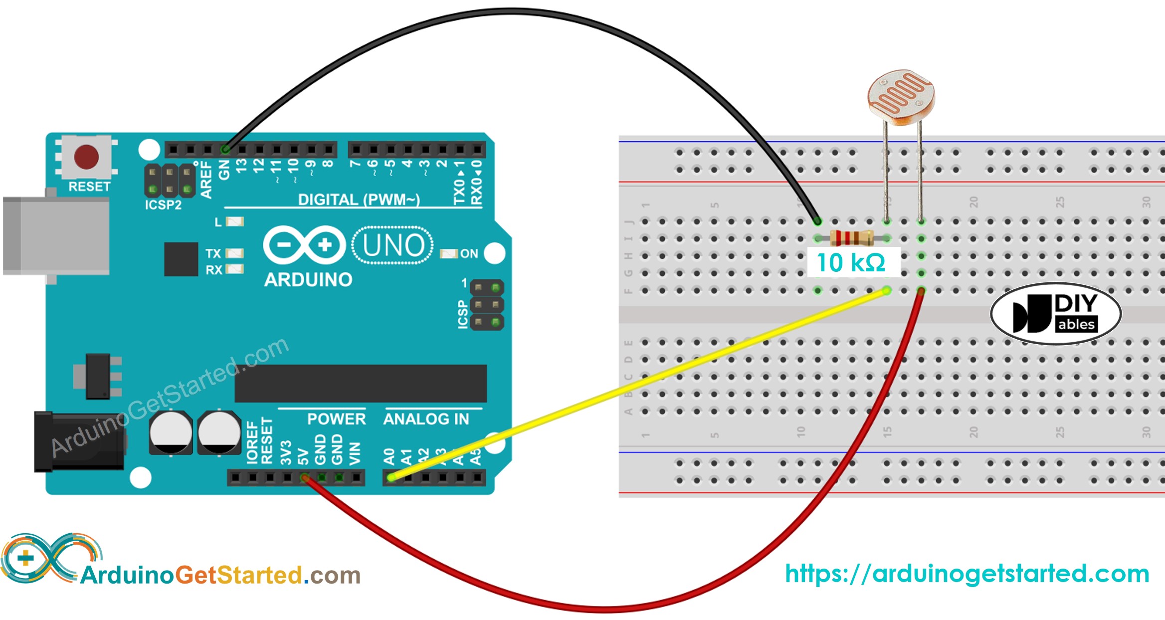 sơ đồ đấu dây cảm biến ánh sáng Arduino