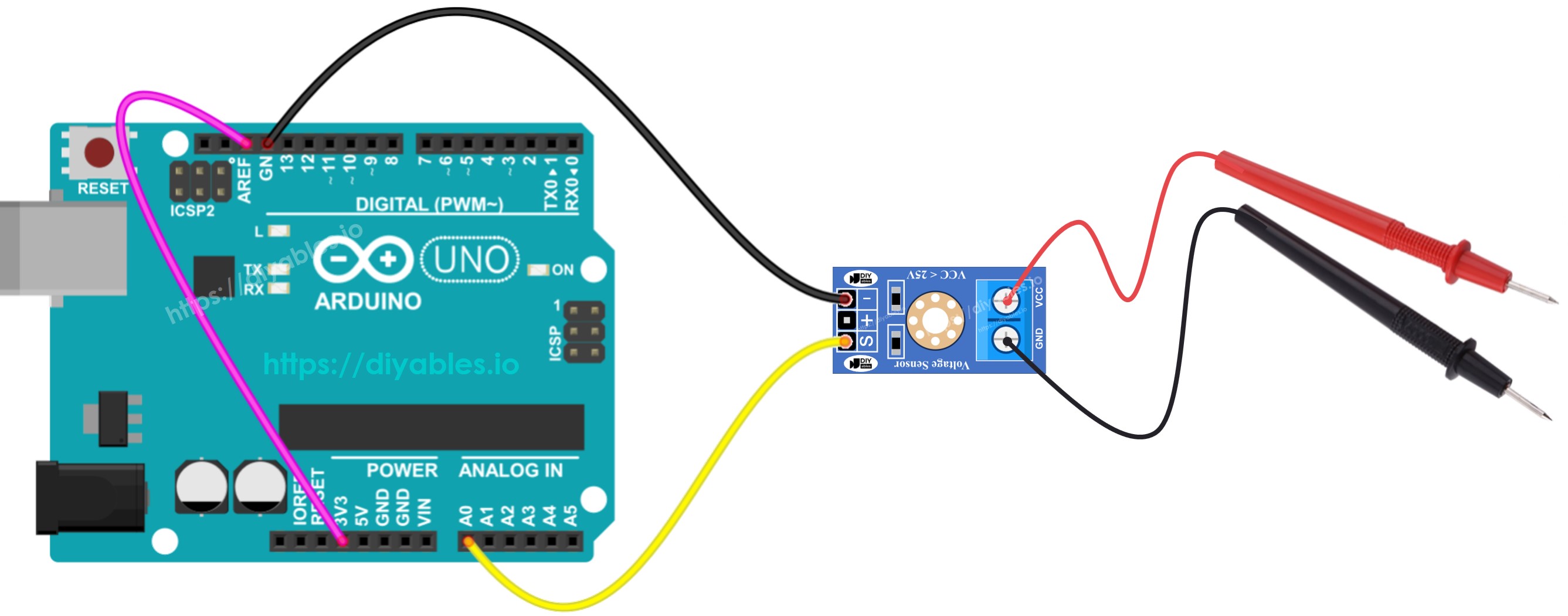 Arduino đo điện áp - sơ đồ nối dây
