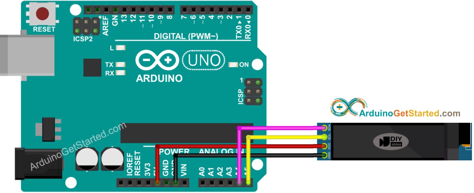 sơ đồ nối dây Arduino với oLED 128x32