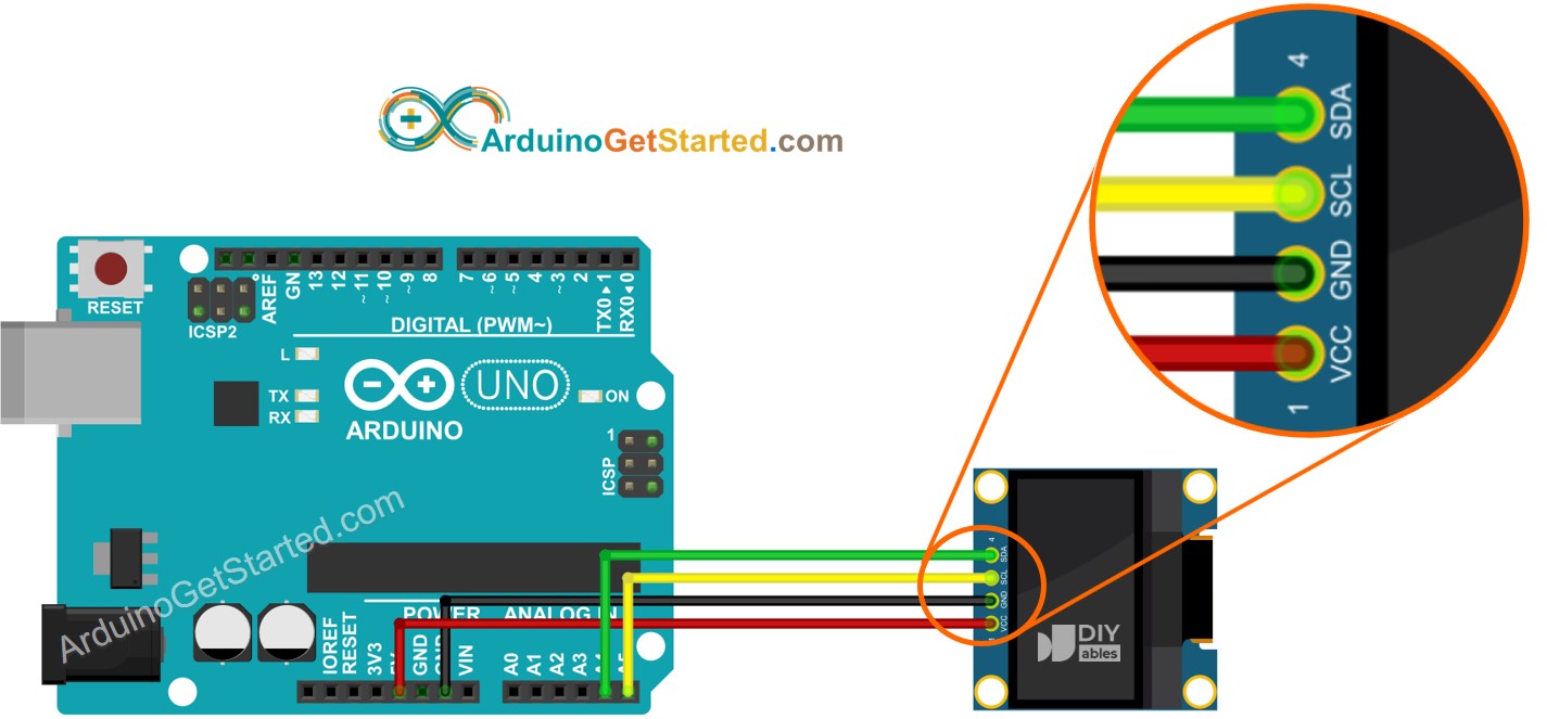 sơ đồ kết nối Arduino oLED 128×64