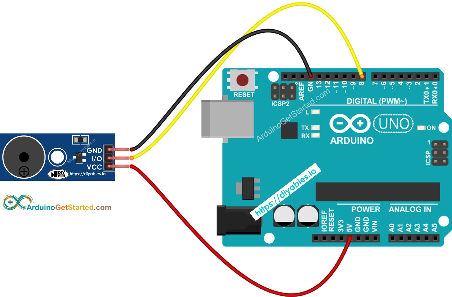 sơ đồ đấu dây của mô-đun còi Arduino