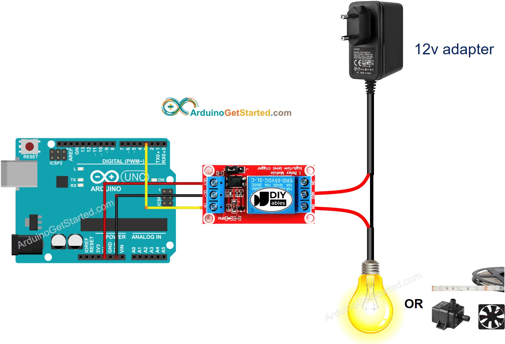 sơ đồ nối rơ-le Arduino