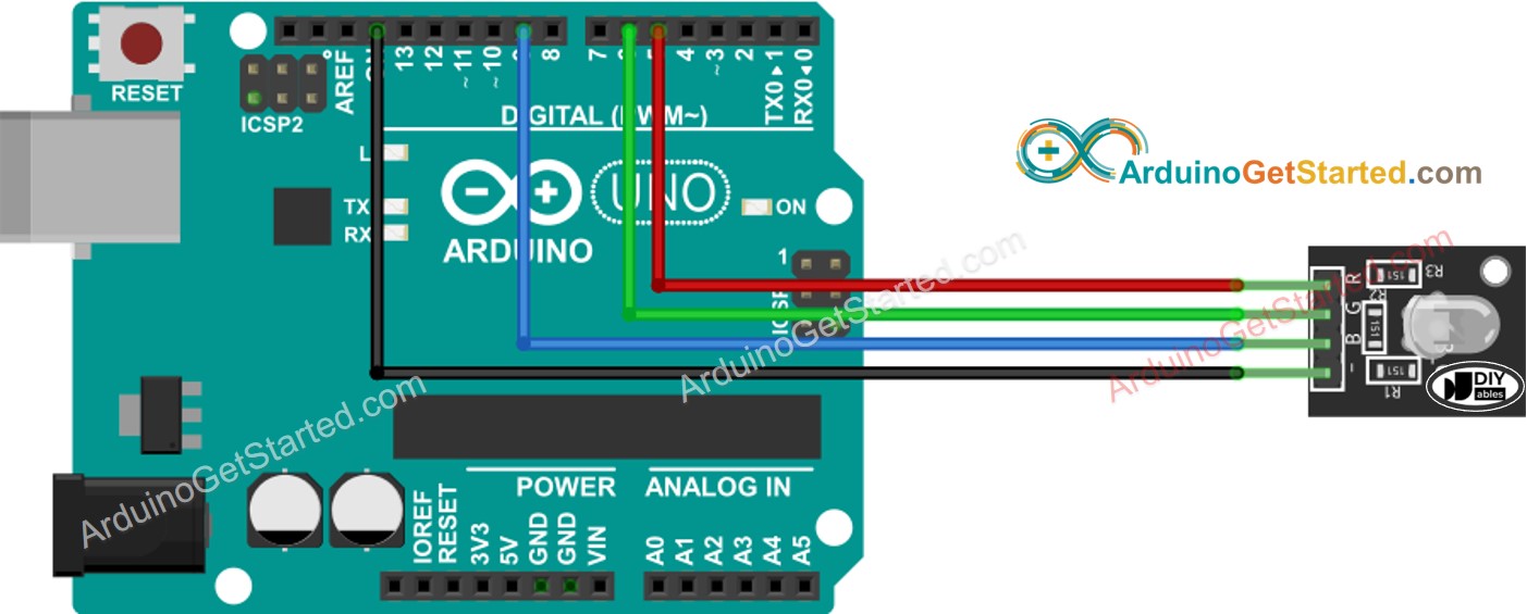 sơ đồ nối dây của mô-đun LED rgb Arduino