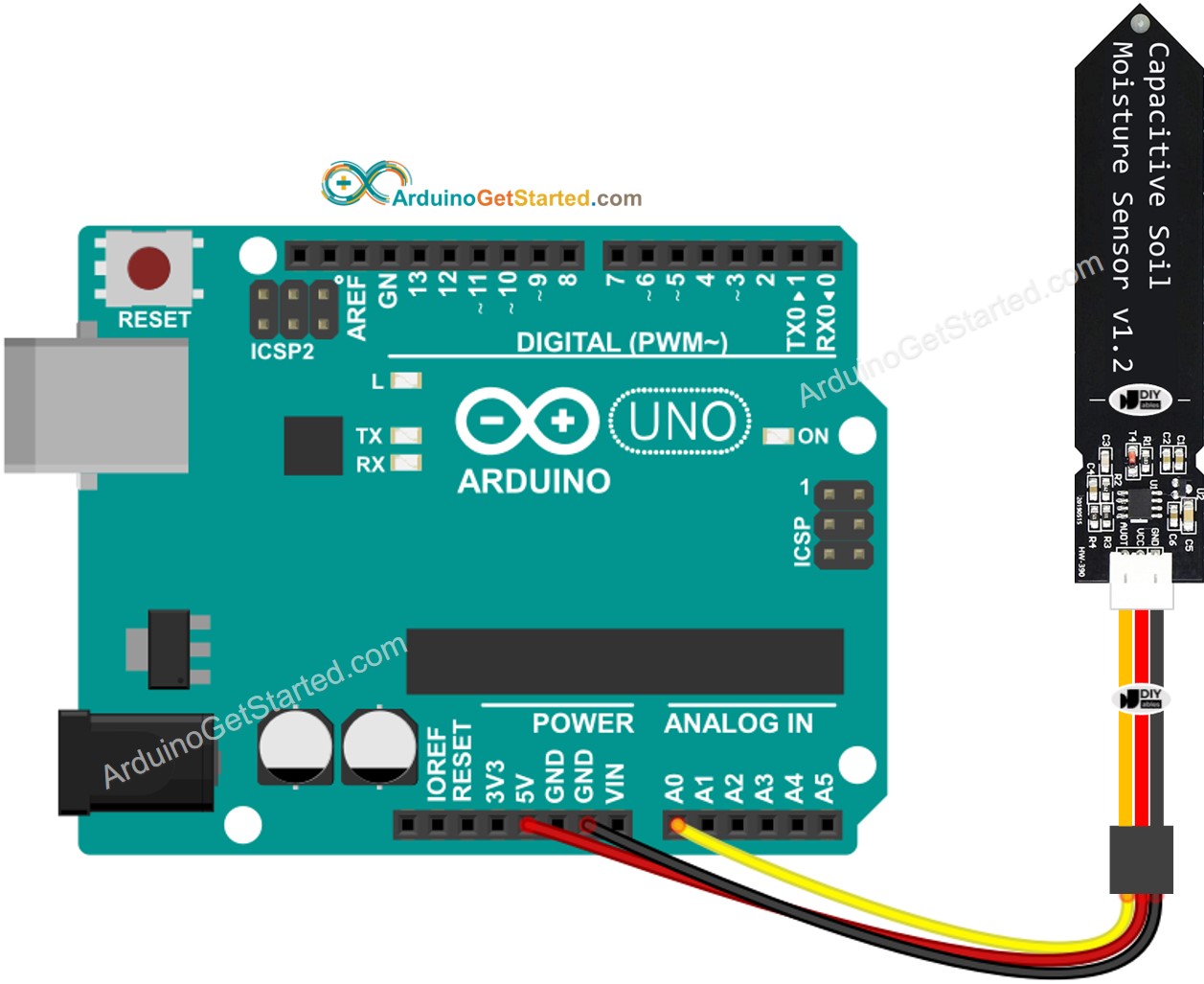sơ đồ nối dây cảm biến độ ẩm đất Arduino