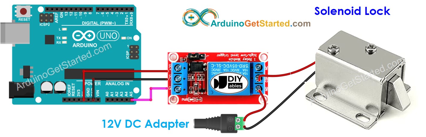sơ đồ đấu dây khóa điện từ Arduino