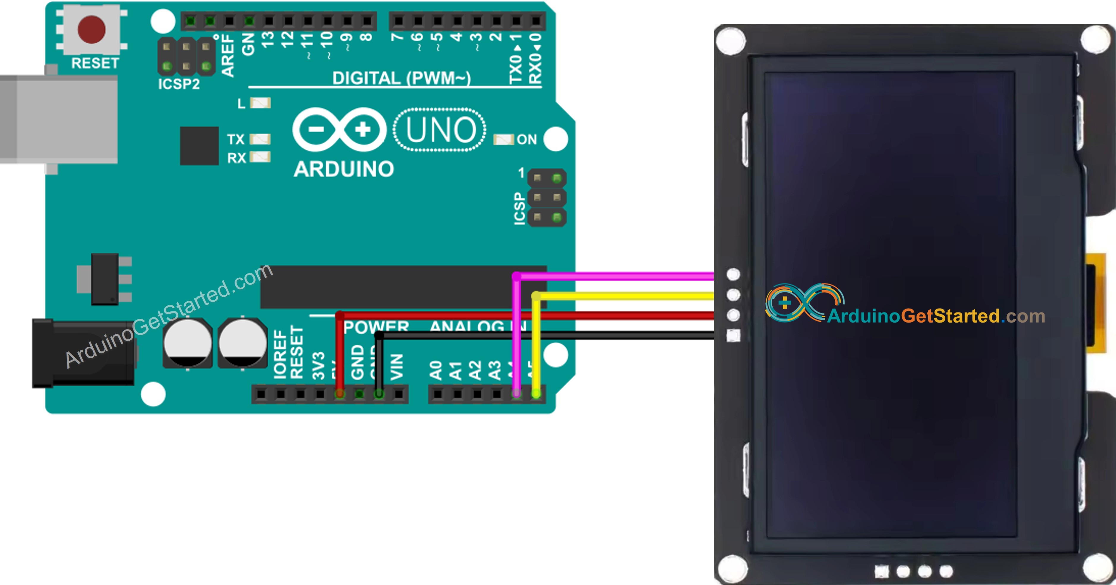 kết nối thực tế của Arduino ssd1309 oLED 128x64