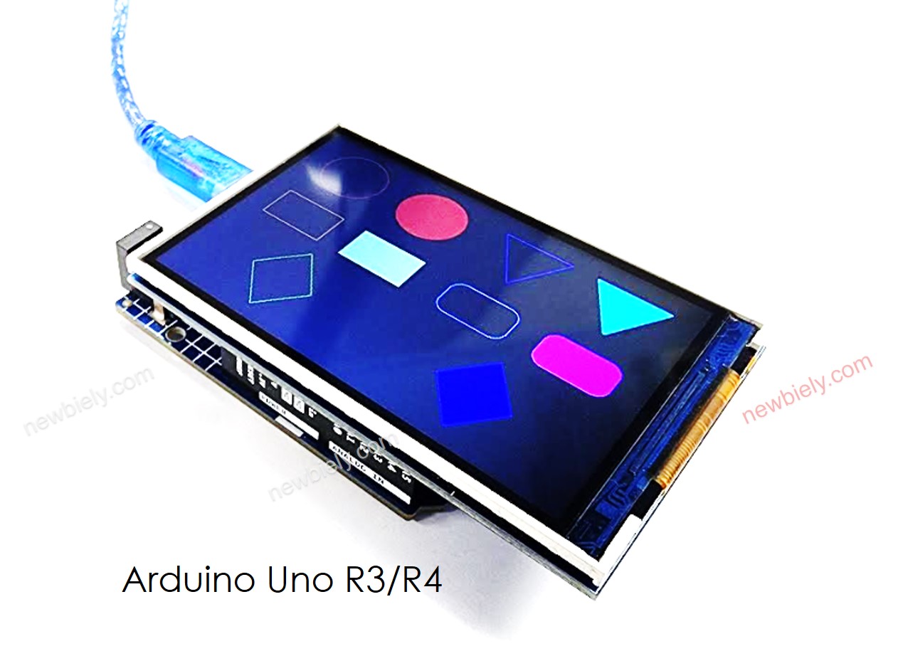Arduino UNO R4 draws shapes on tft lcd màn hình