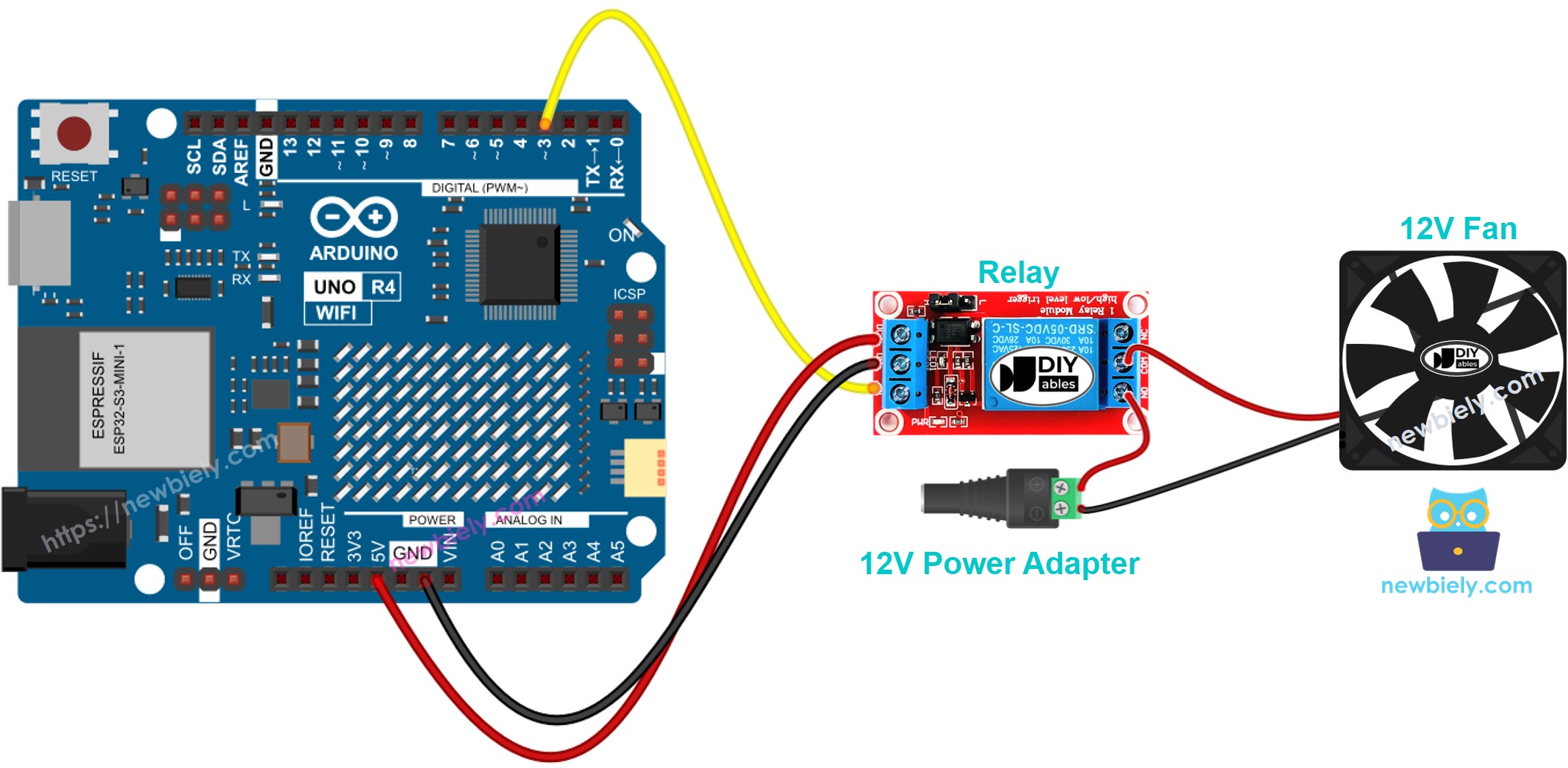 Arduino UNO R4 fan sơ đồ đấu dây