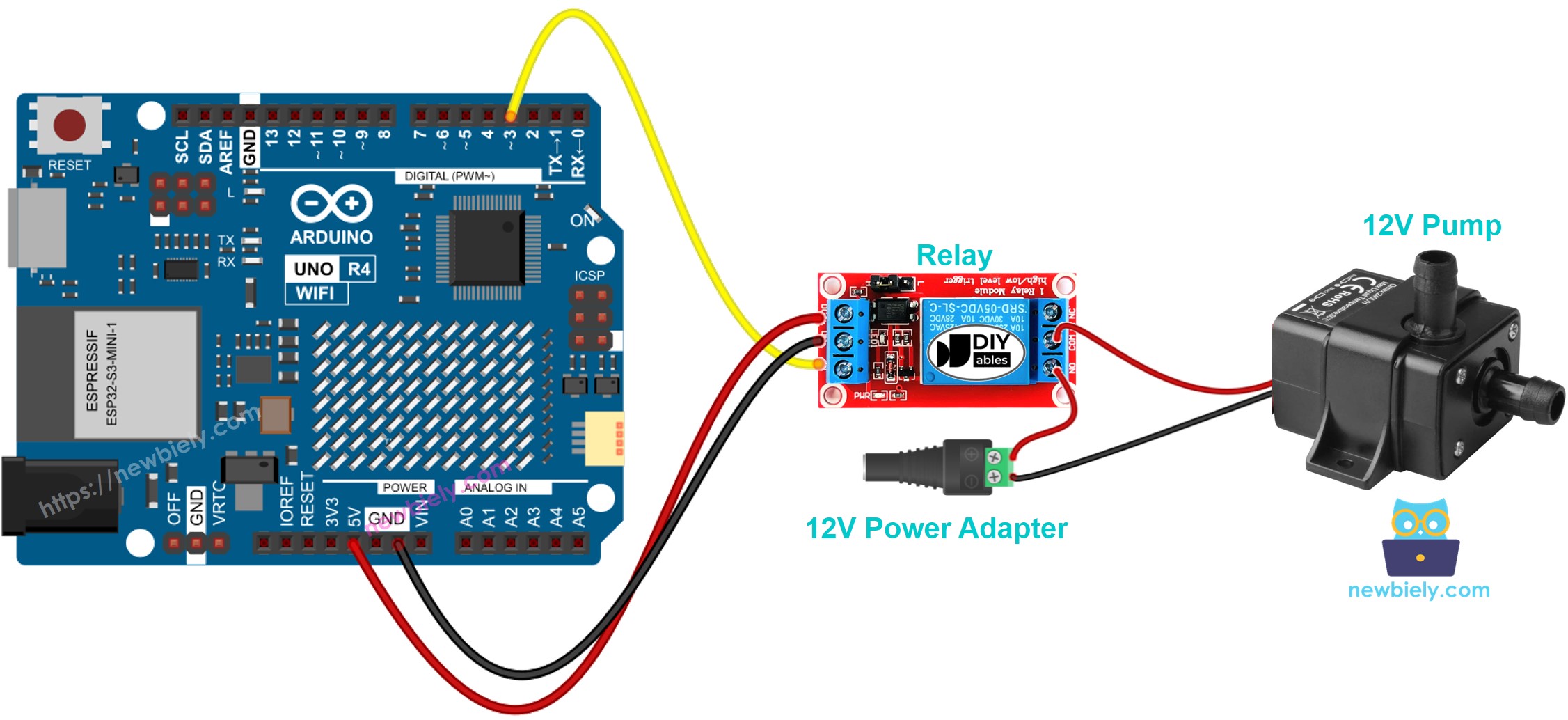 Arduino UNO R4 pump sơ đồ đấu dây