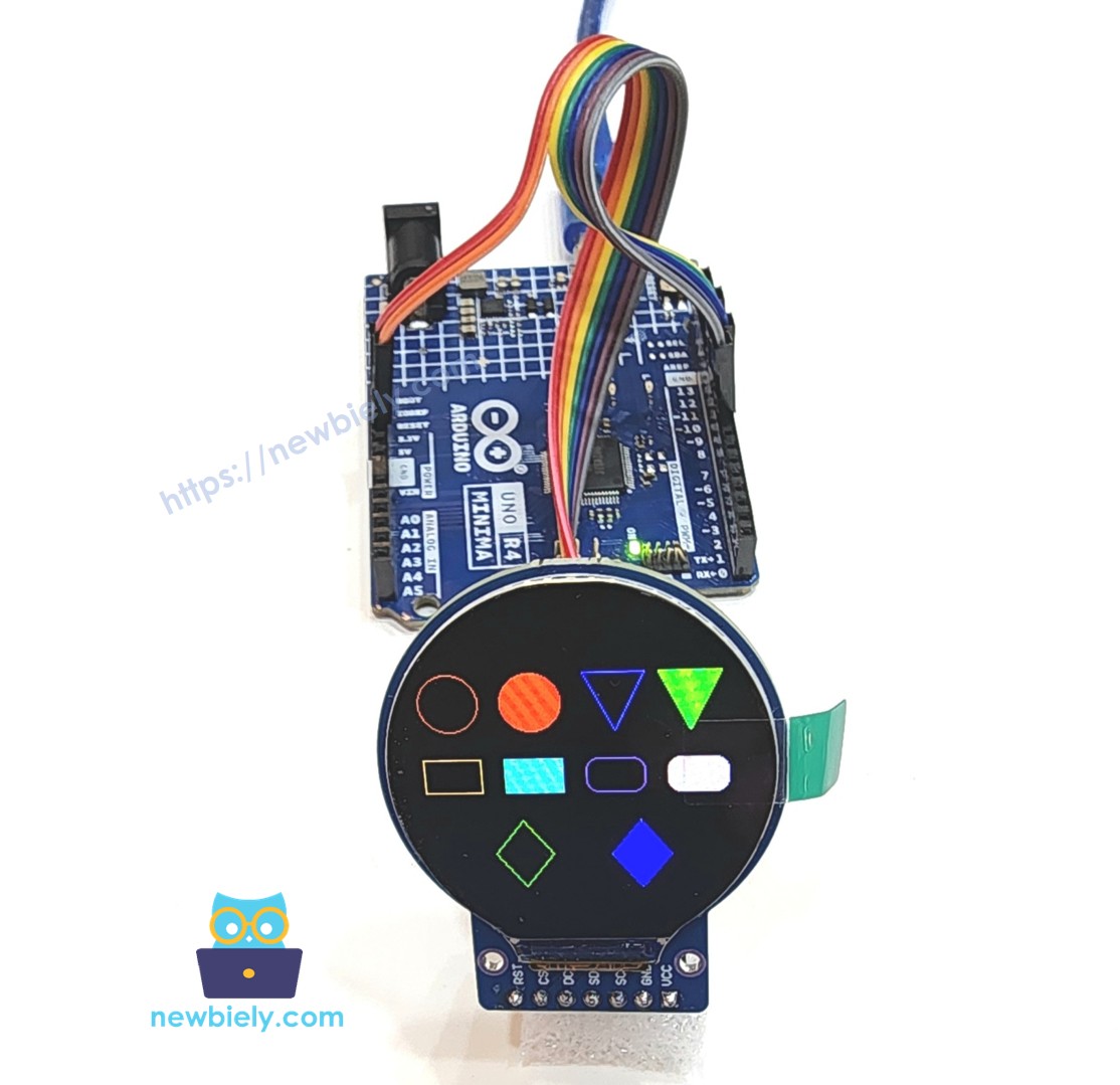 Arduino UNO R4 round circular tft lcd màn hình screen draw shapes