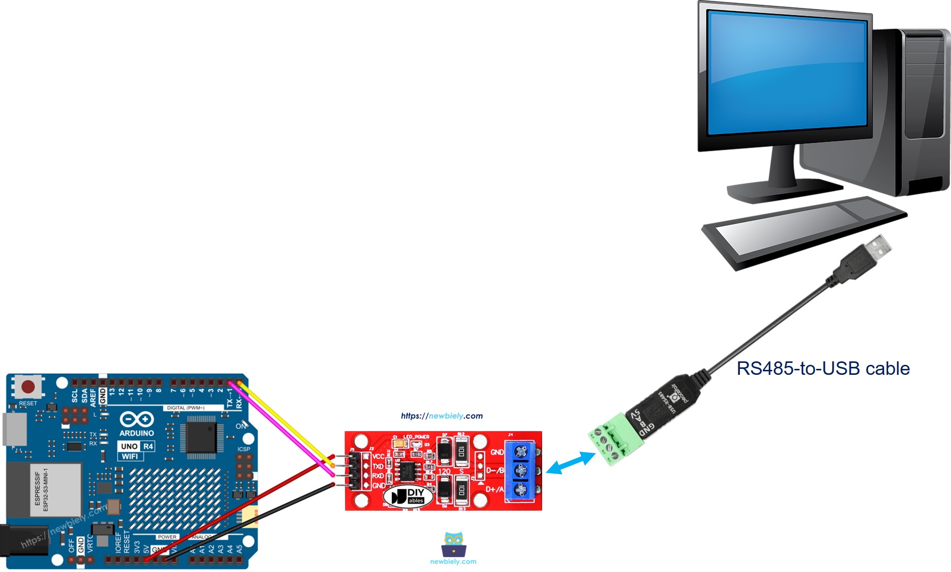 Arduino UNO R4 rs485 to pc communication