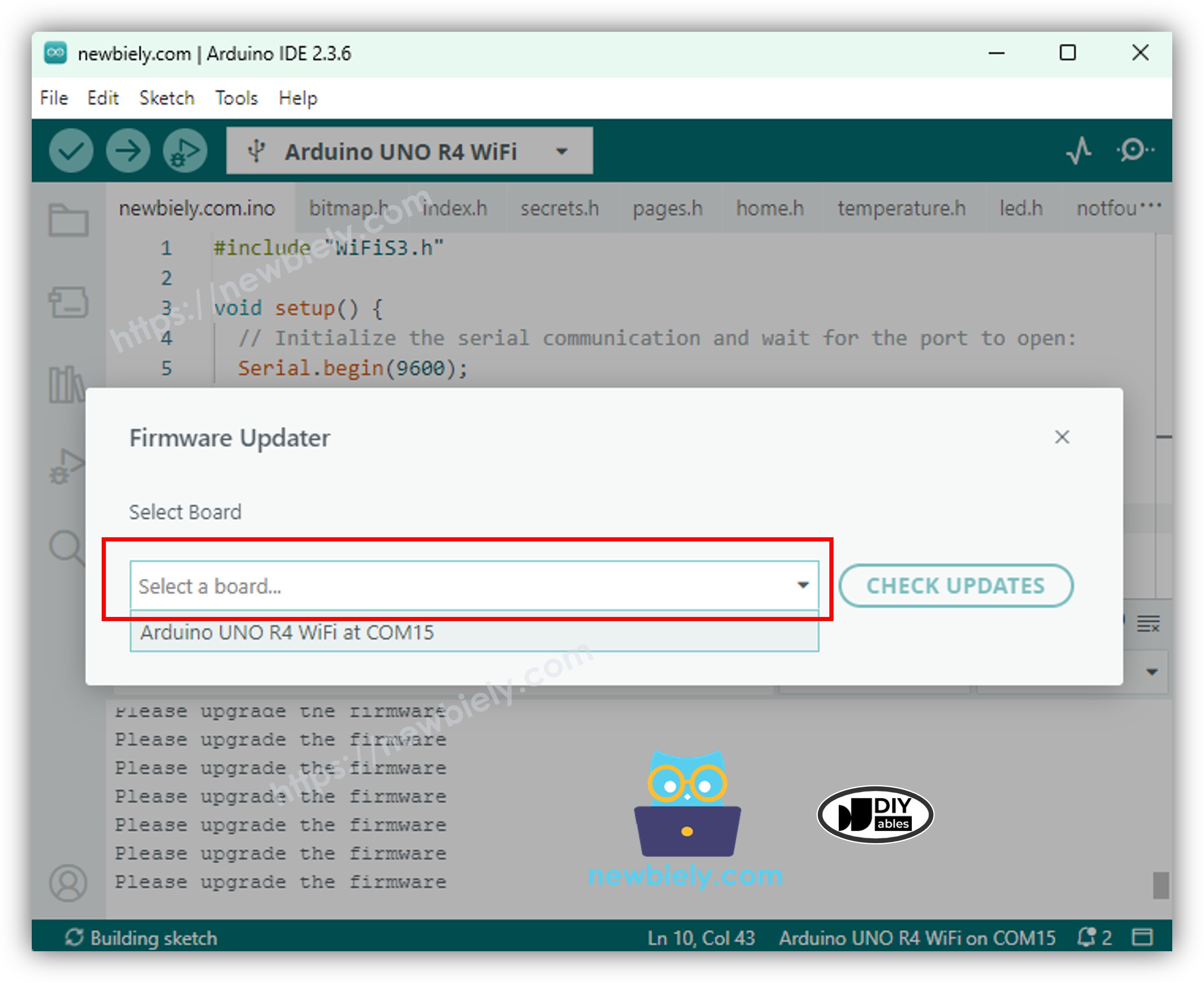 Arduino UNO R4 WiFi upgrade firmware