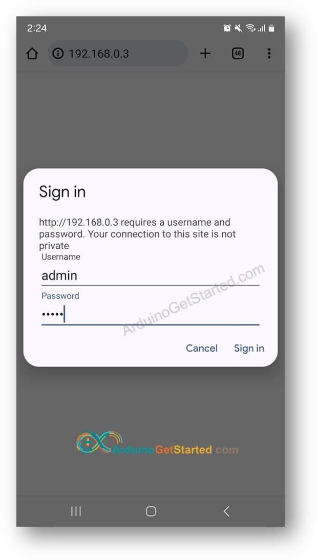mật khẩu trang web Arduino