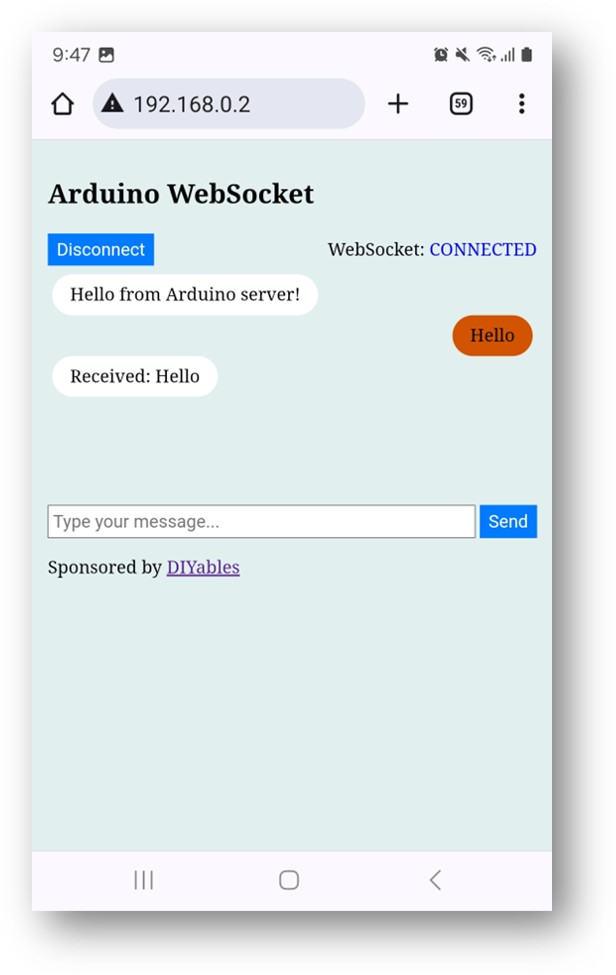 máy chủ trò chuyện websocket cho Arduino