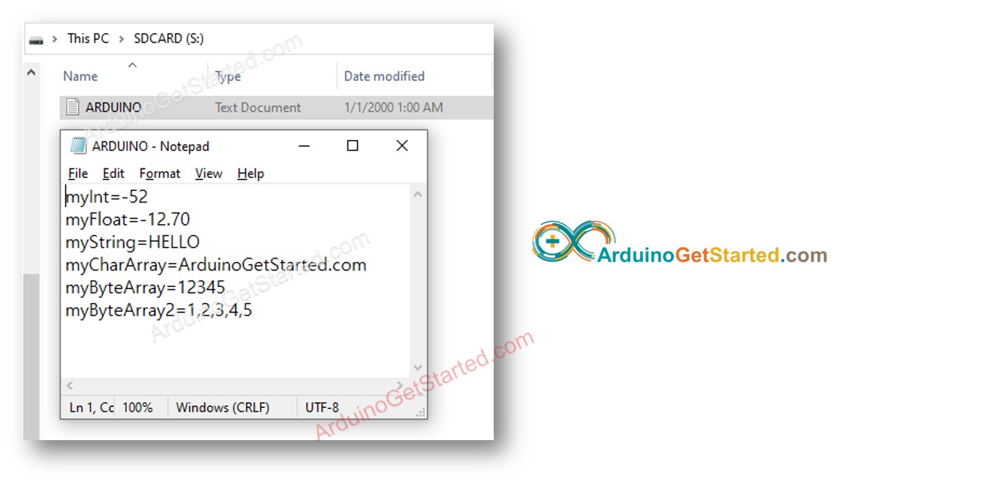 Arduino ghi biến vào thẻ nhớ microsd