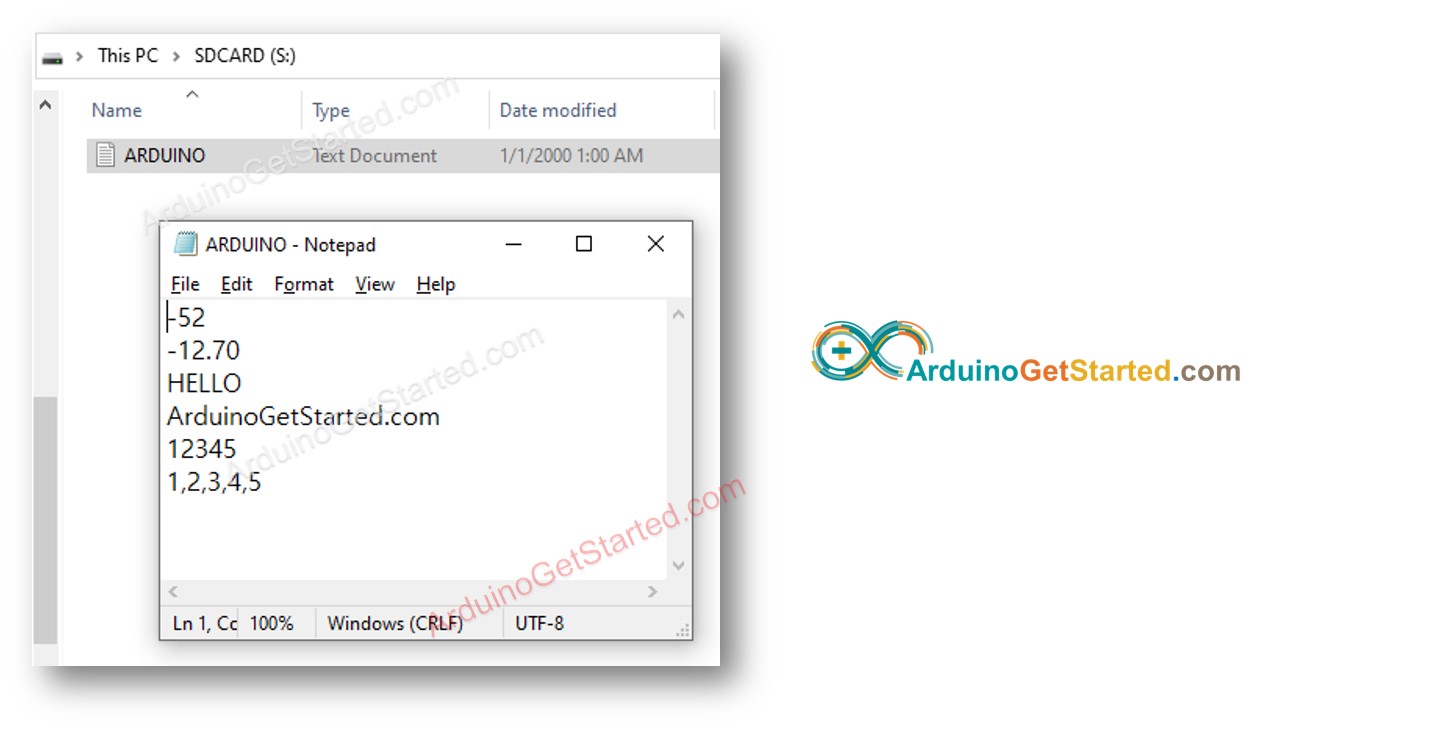 Arduino ghi giá trị của một biến vào thẻ nhớ micro sd.