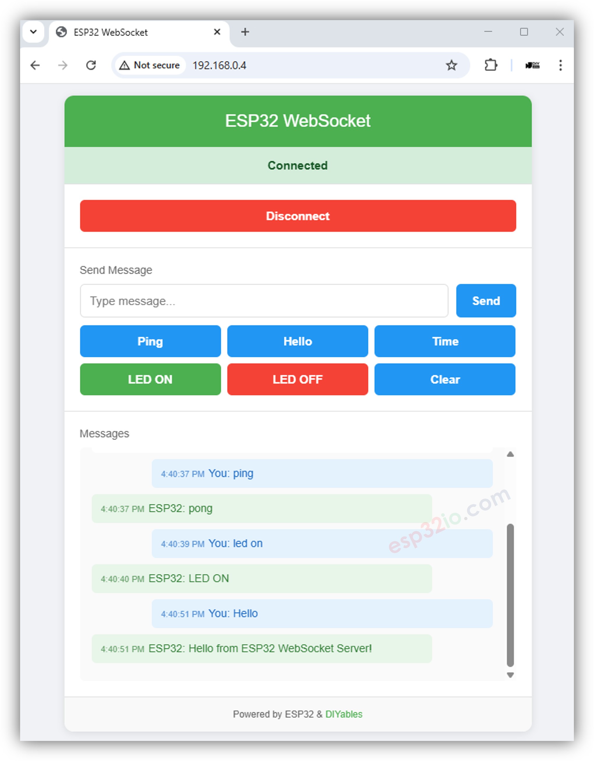 ESP32 websocket demo