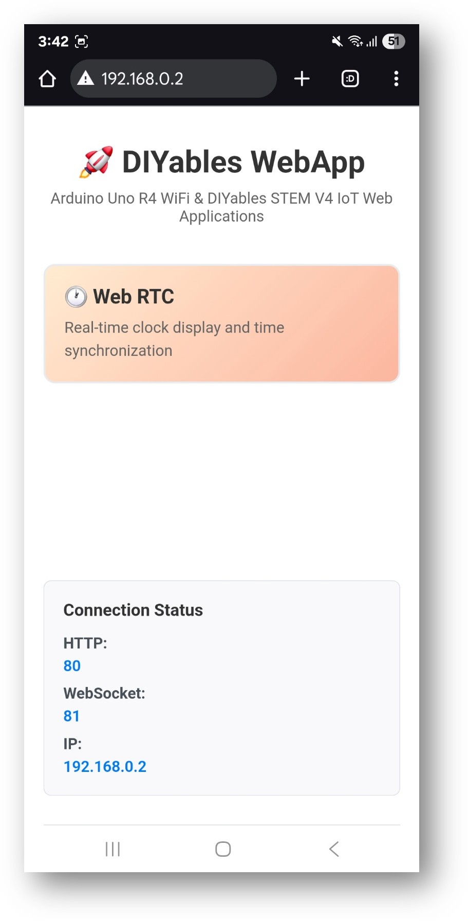 trang chủ webapp ESP32 diyables với ứng dụng webrtc
