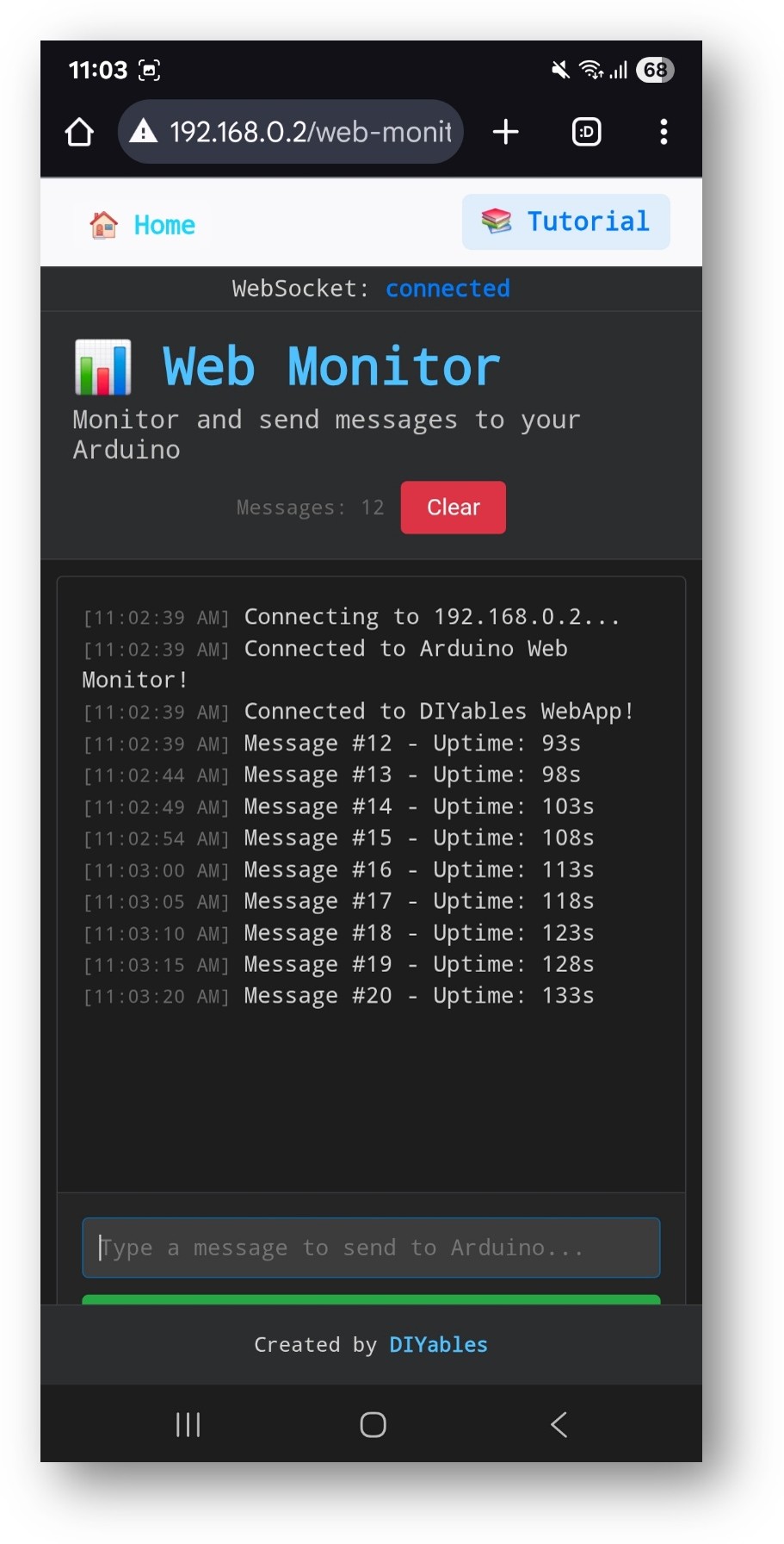 Ứng dụng giám sát web cho ESP32 diyables webapp