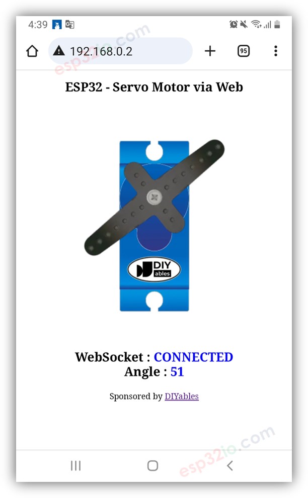 ESP32 controls động cơ servo via web browser