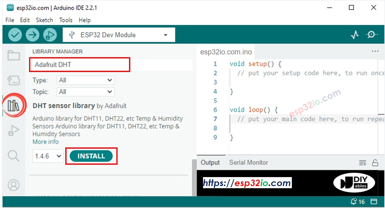 ESP32 dht sensor thư viện