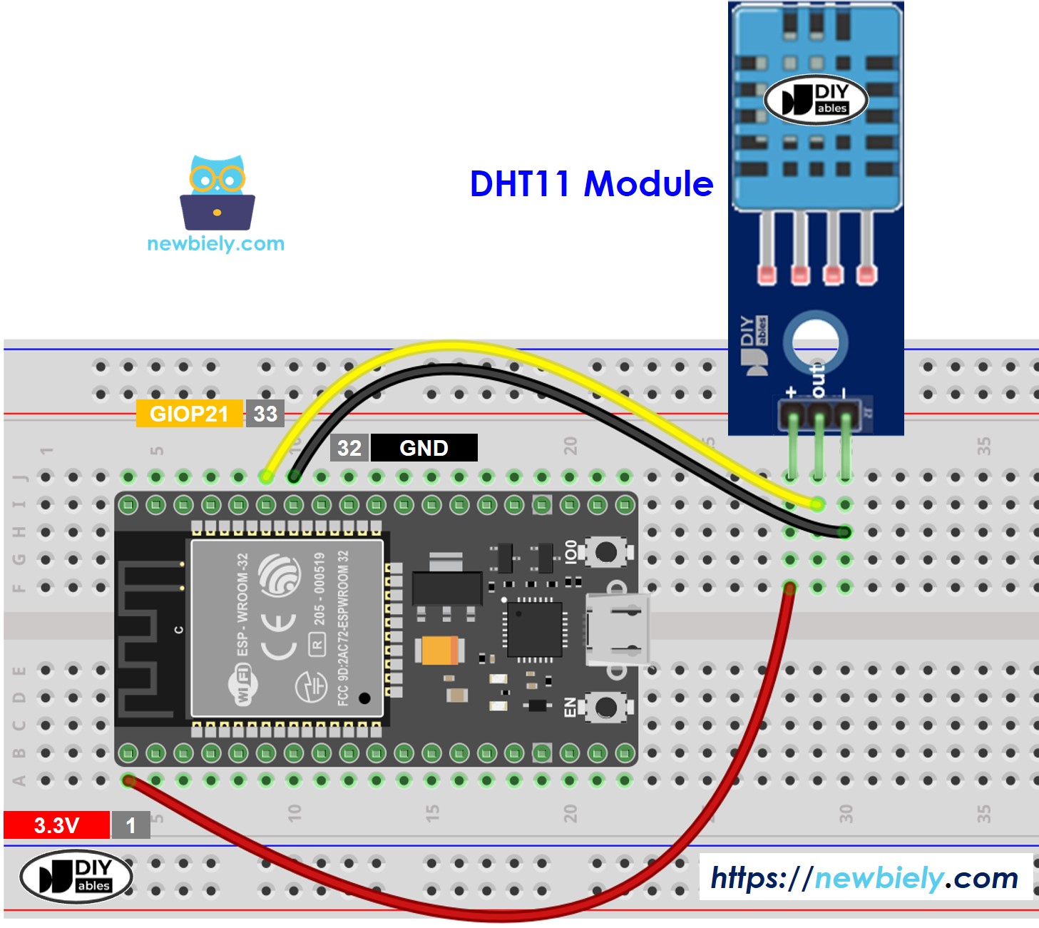 ESP32 dht11 temperature and humidity module sơ đồ đấu dây