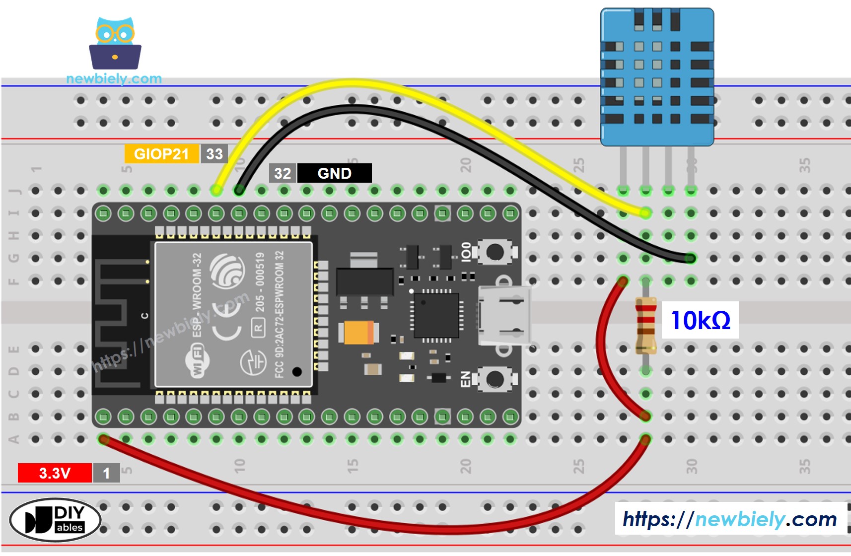 ESP32 dht11 temperature and humidity sensor sơ đồ đấu dây