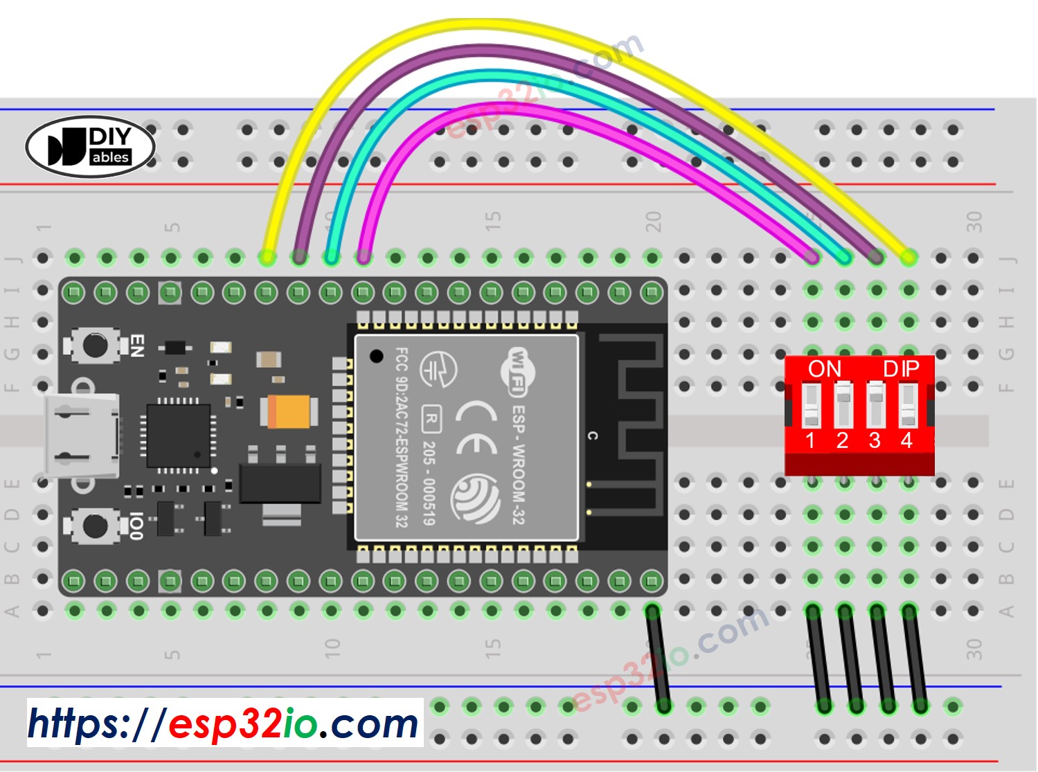 ESP32 dip switch sơ đồ đấu dây