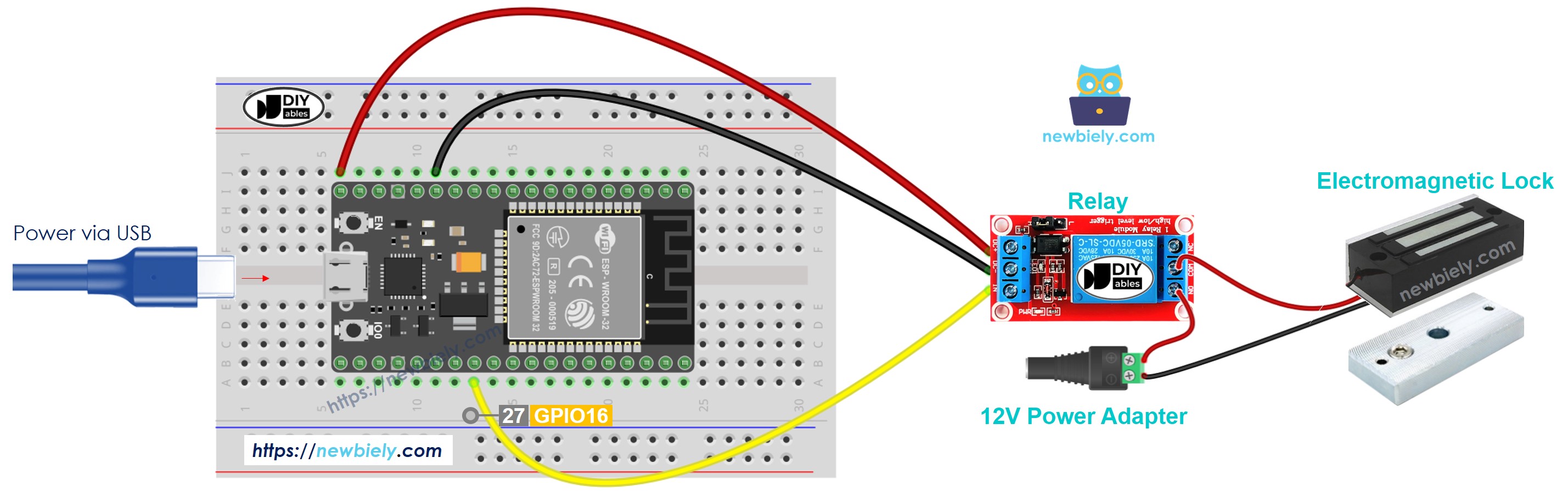 ESP32 electromagnetic lock sơ đồ đấu dây