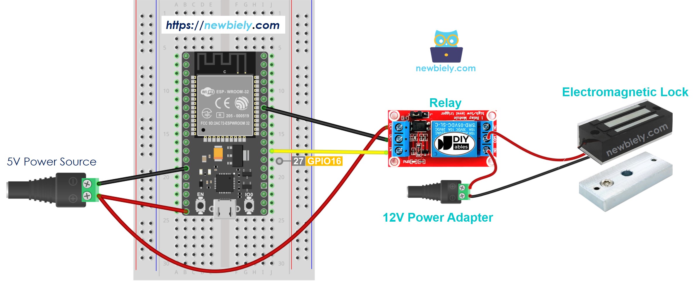 ESP32 electromagnetic lock sơ đồ đấu dây