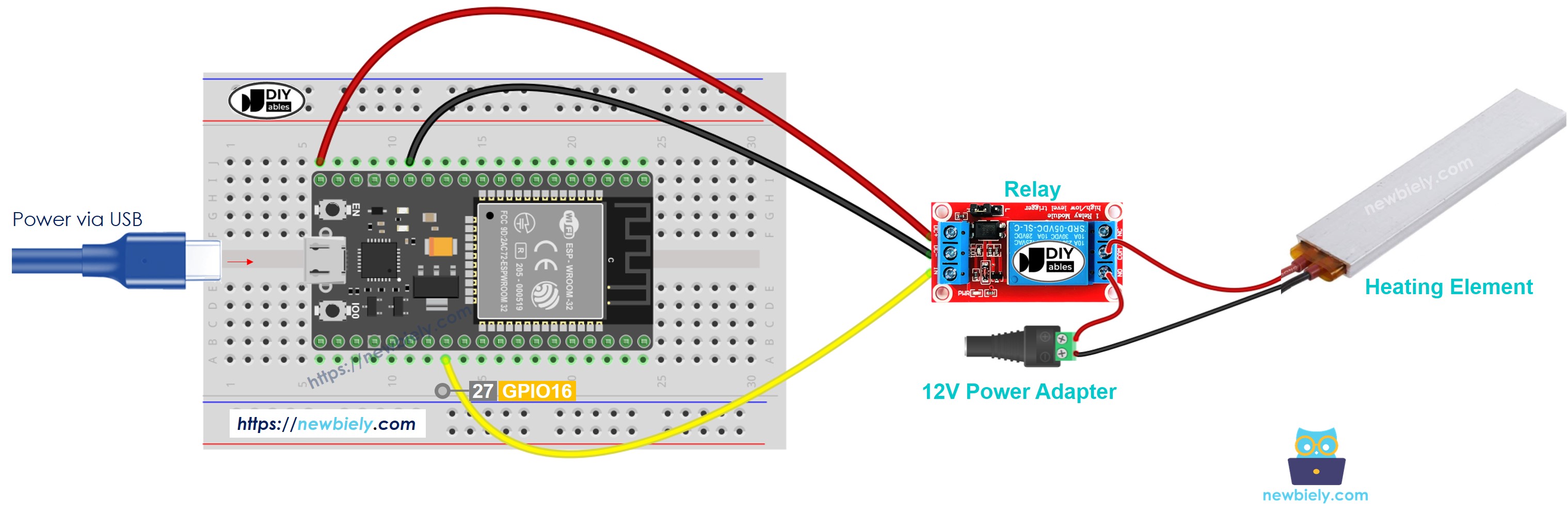 ESP32 heating element sơ đồ đấu dây