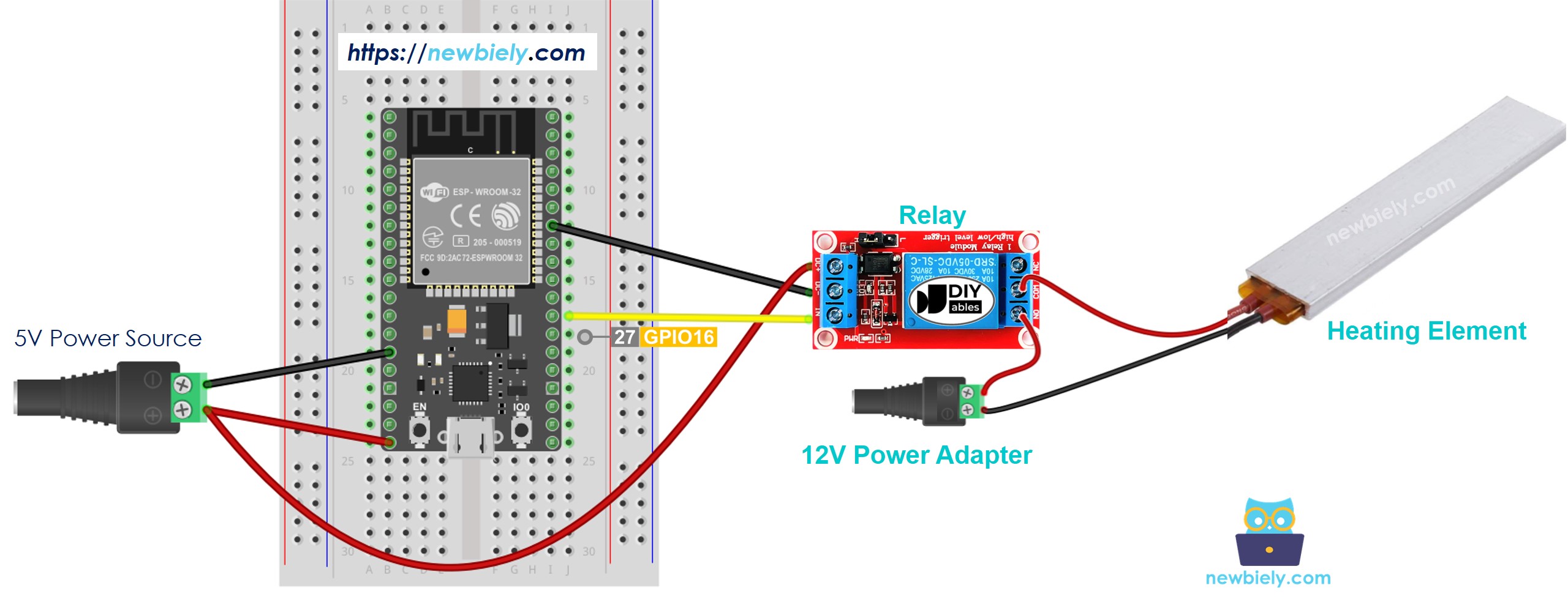 ESP32 heating element sơ đồ đấu dây