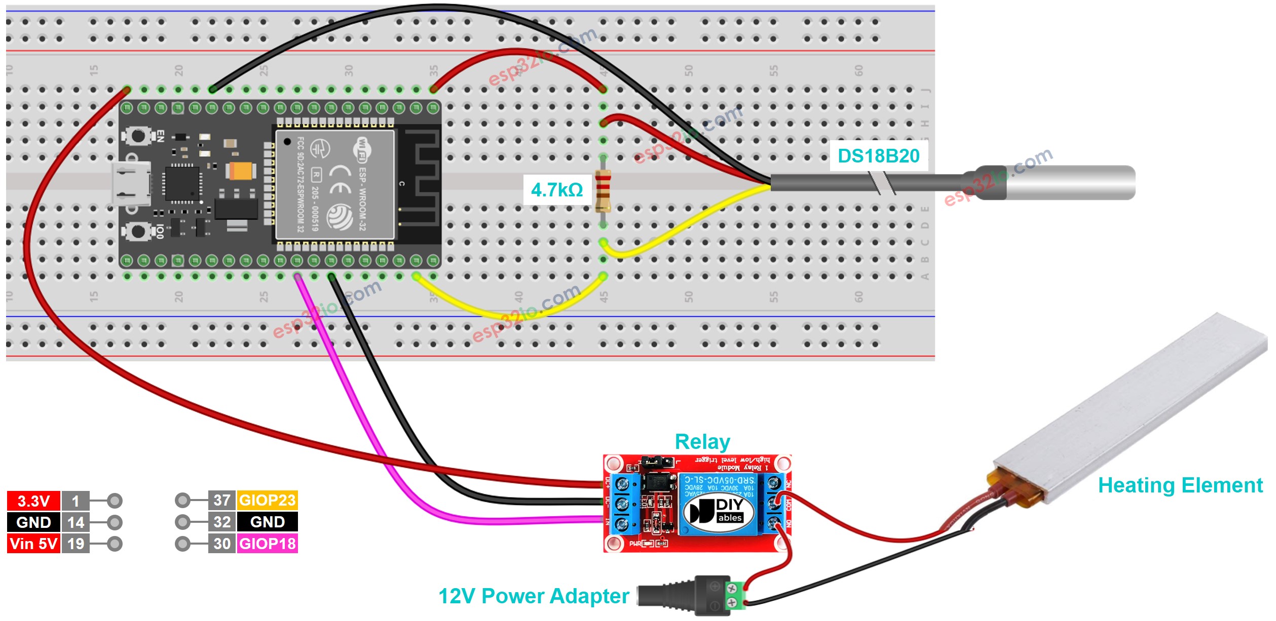 ESP32 heating system sơ đồ đấu dây