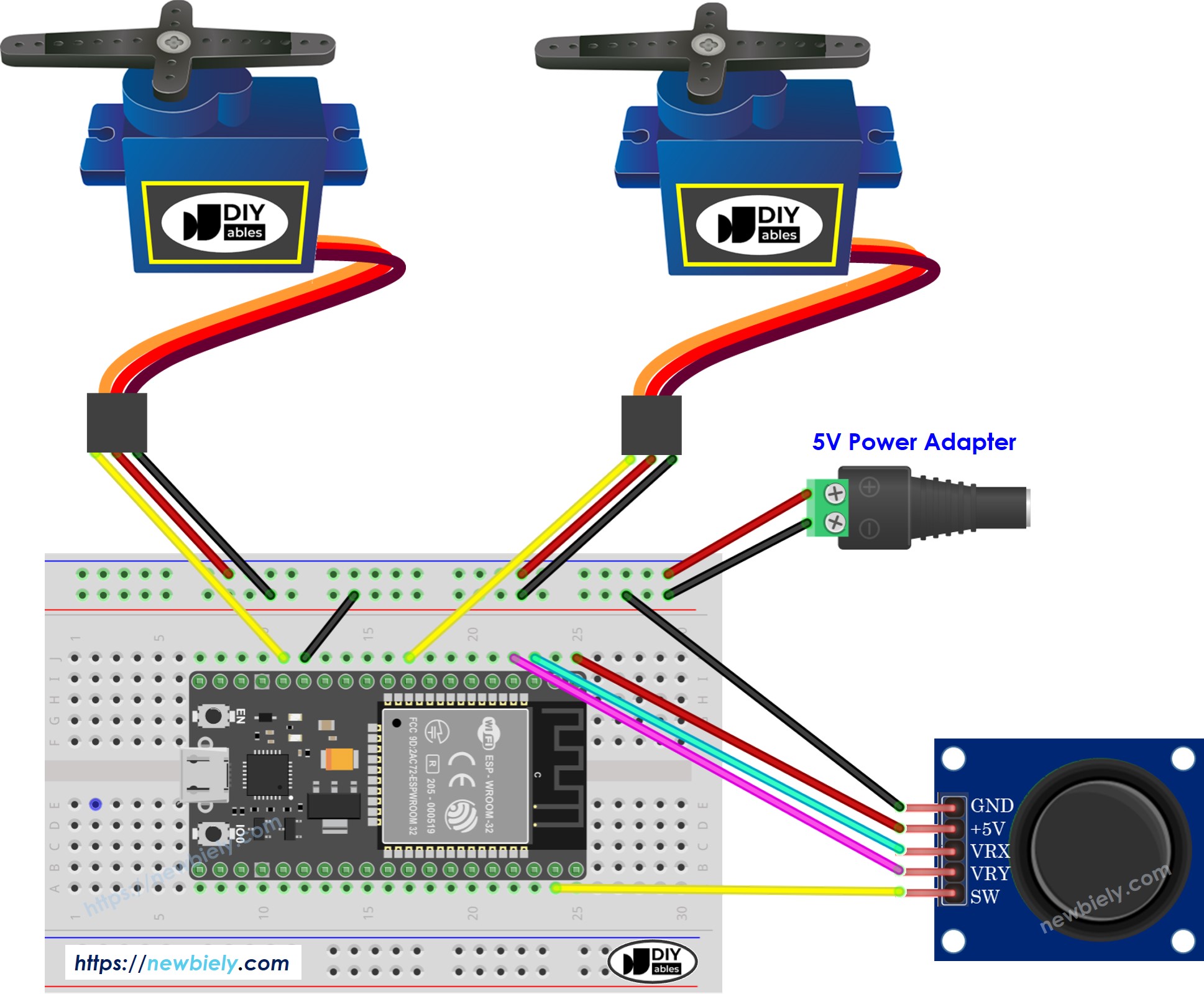 ESP32 joystick động cơ servo sơ đồ đấu dây