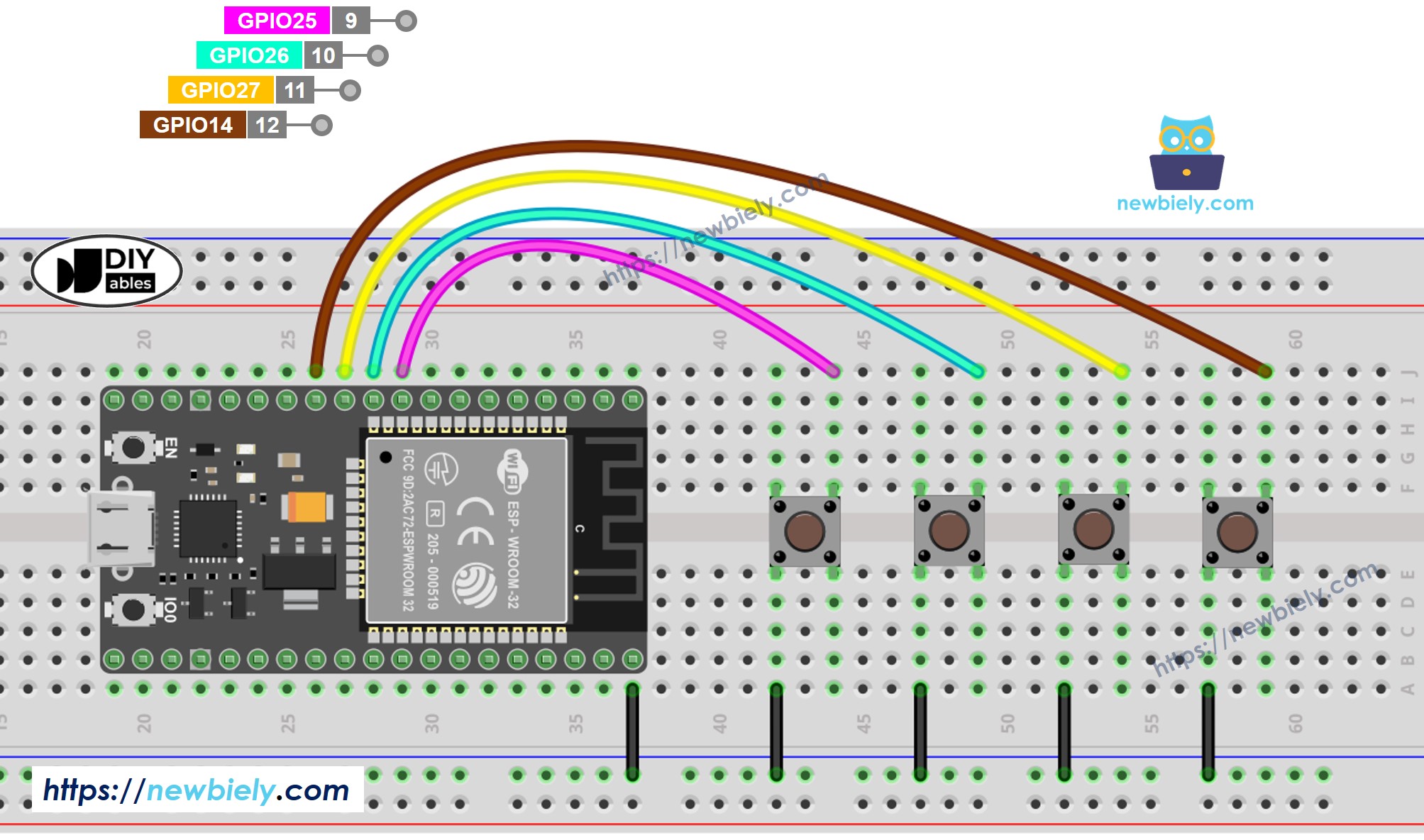 sơ Đồ Đấu nối thư viện nút nhấn ESP32