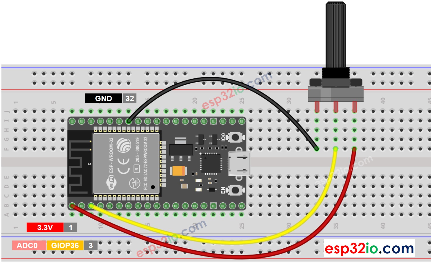 ESP32 chiết áp sơ đồ đấu dây