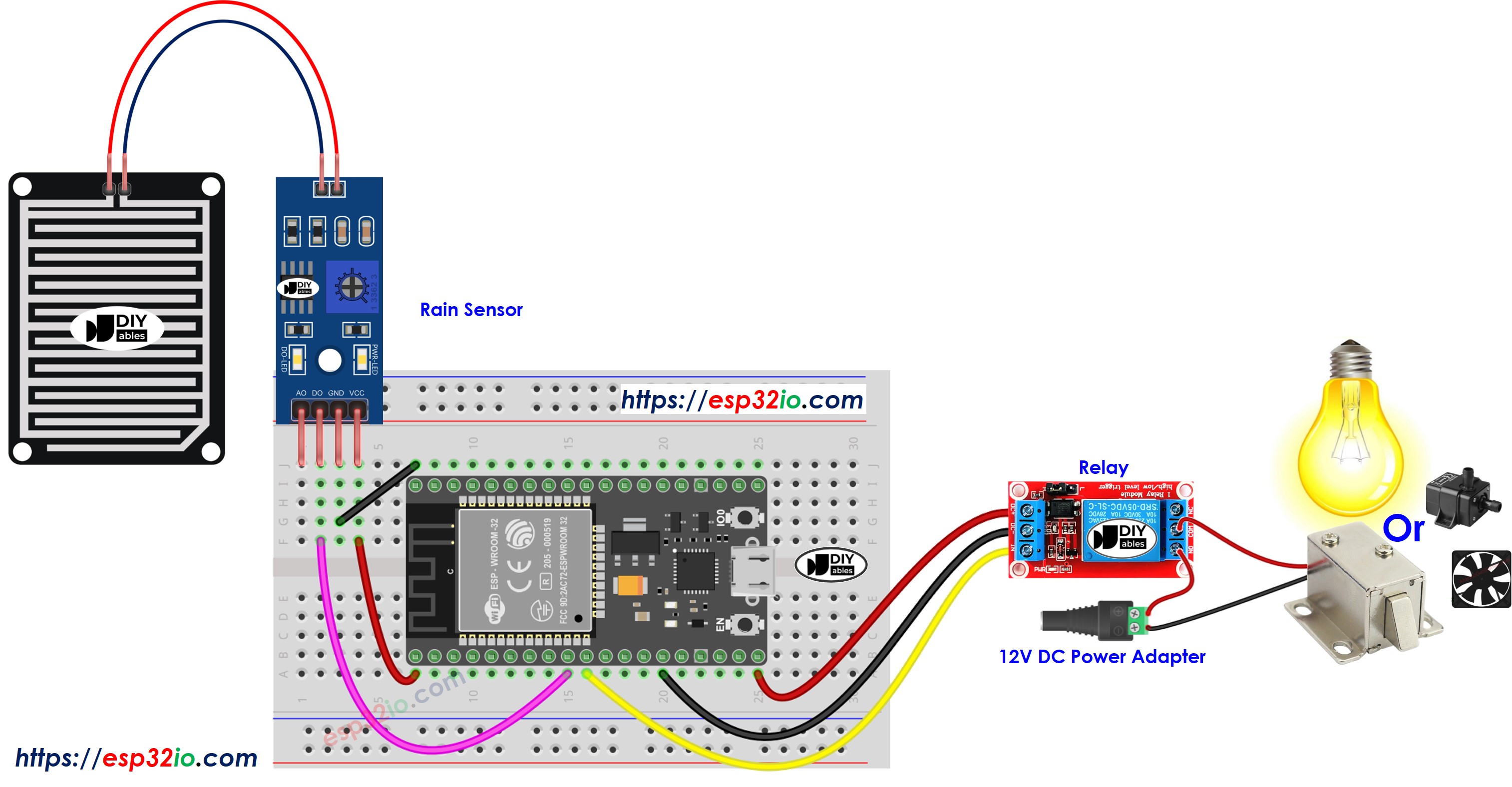 ESP32 rain sensor rơ le sơ đồ đấu dây