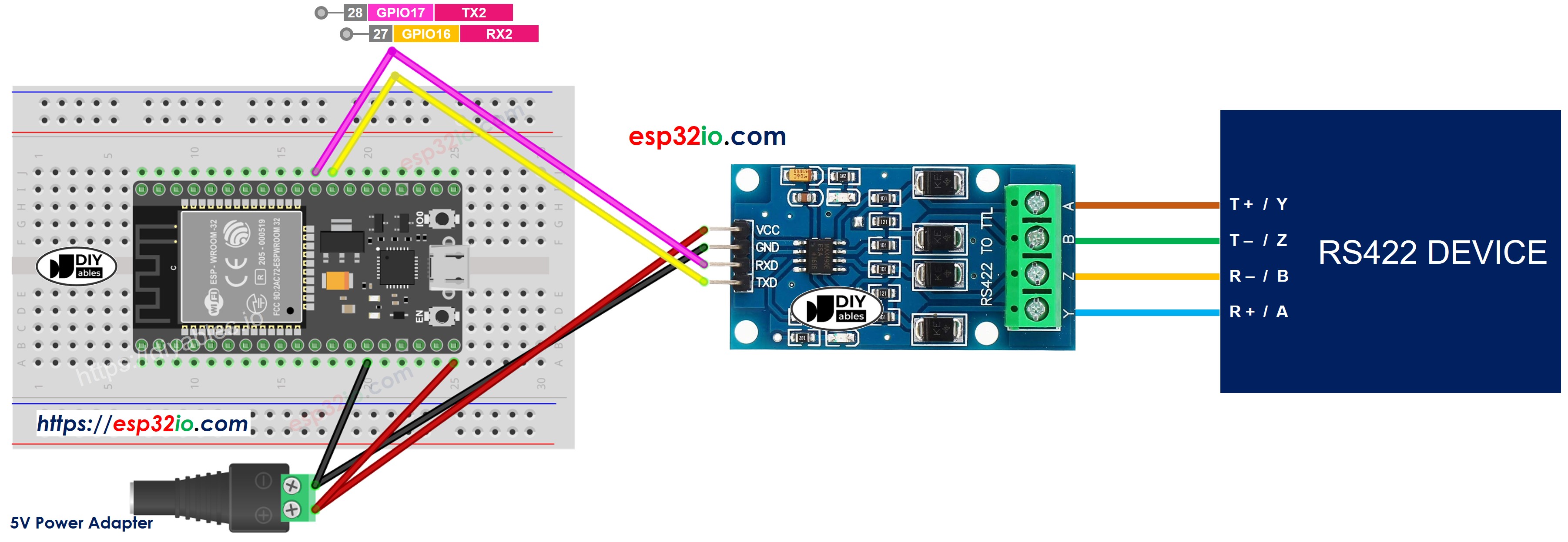 ESP32 ttl to rs422 sơ đồ đấu dây