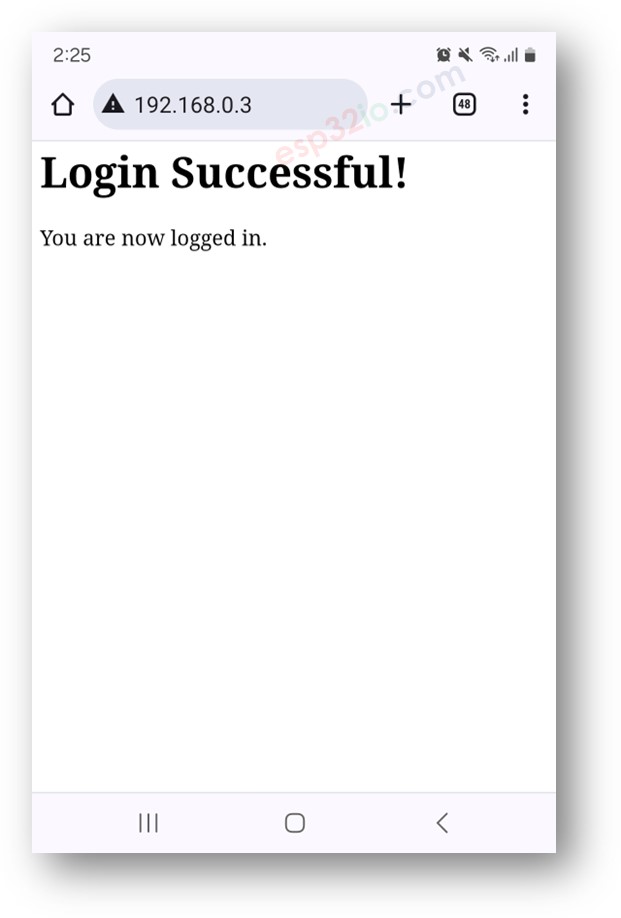ESP32 web page login