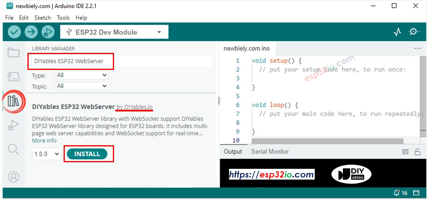 ESP32 web server thư viện