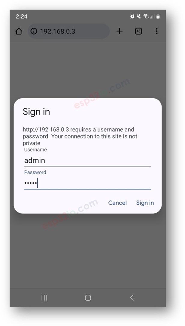 ESP32 web page password