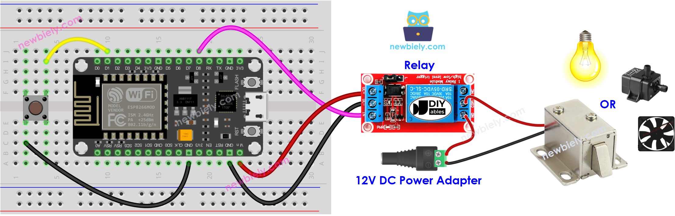 sơ đồ đấu nối rơ-le nút ESP8266 NodeMCU