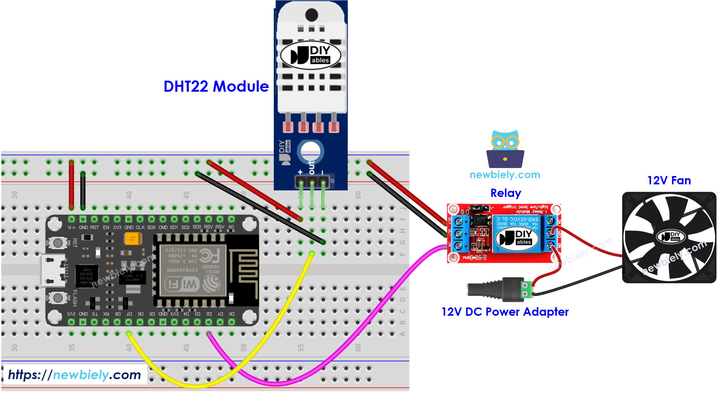 sơ đồ nối dây hệ thống quạt làm mát ESP8266 NodeMCU