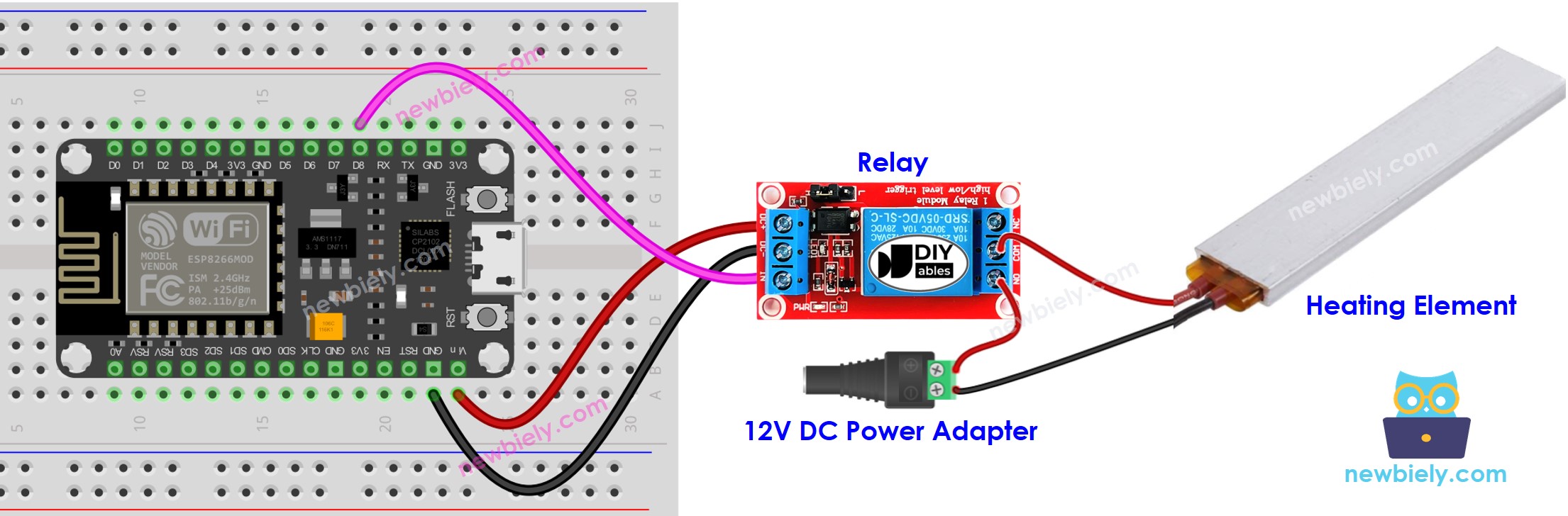 sơ đồ đấu dây cho bộ gia nhiệt ESP8266 NodeMCU