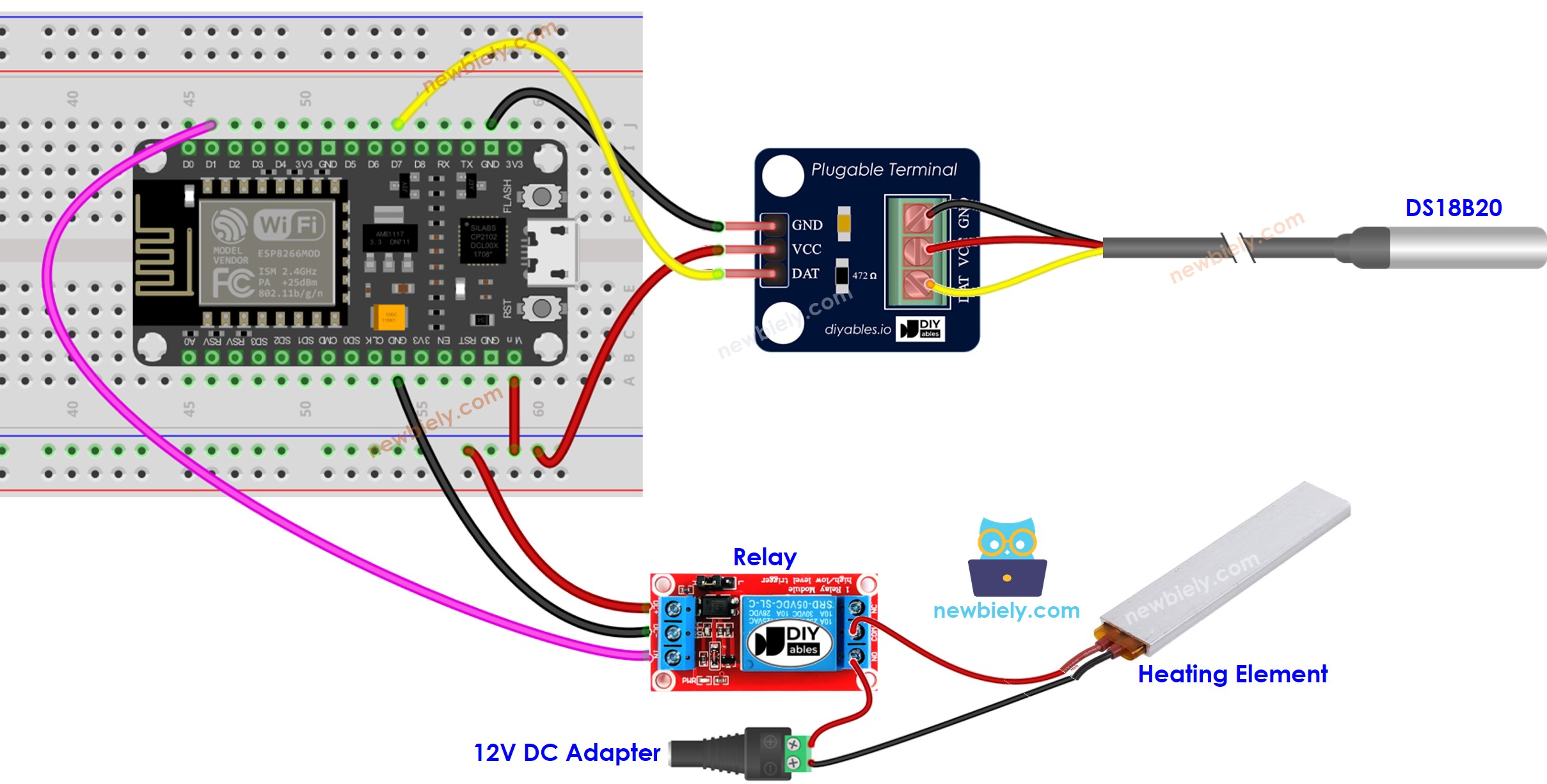 sơ đồ đấu nối hệ thống sưởi ESP8266 NodeMCU