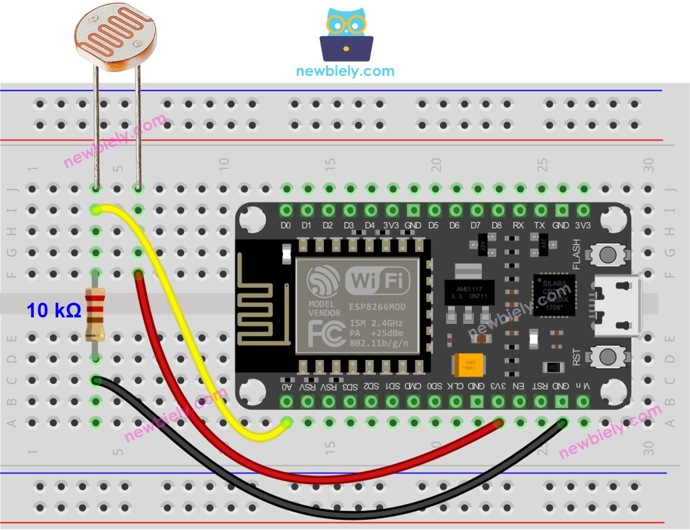 sơ đồ nối dây cảm biến ánh sáng ESP8266 NodeMCU