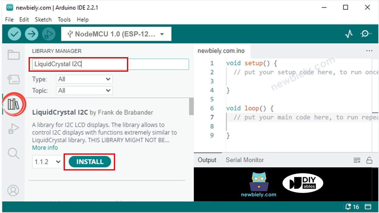 thư viện liquidcrystal i2c cho ESP8266 NodeMCU