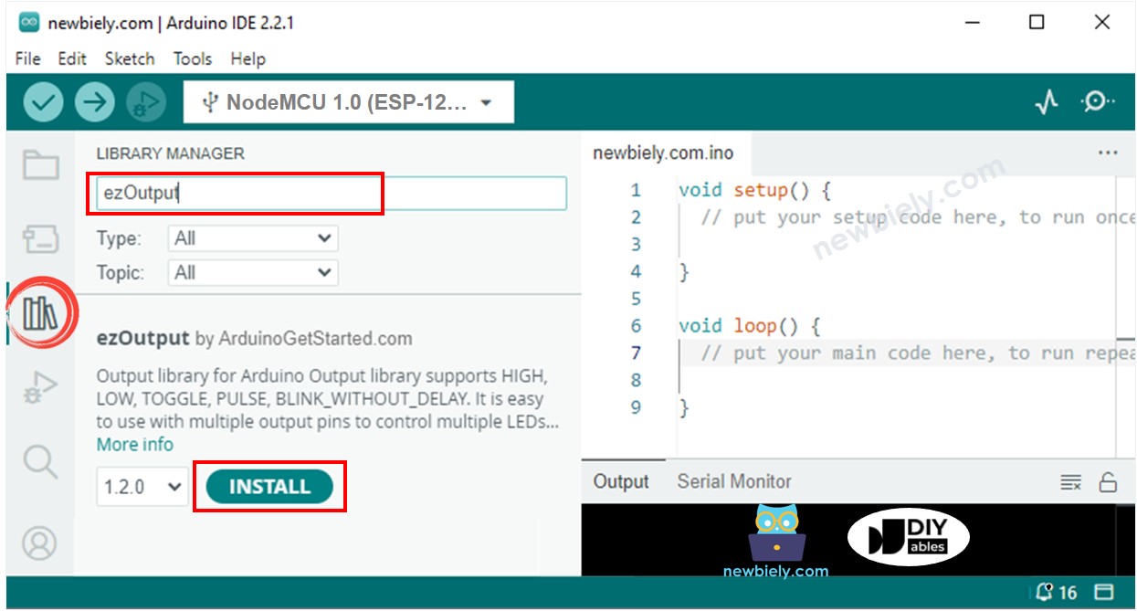 thư viện đầu ra ESP8266 NodeMCU