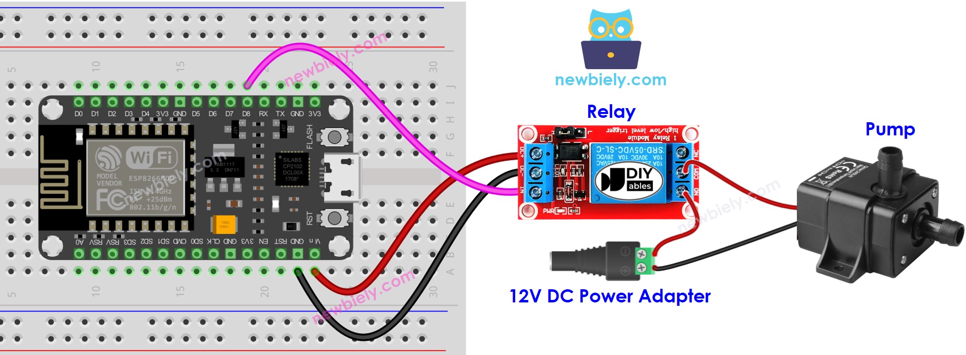 sơ đồ đấu dây cho bơm ESP8266 NodeMCU