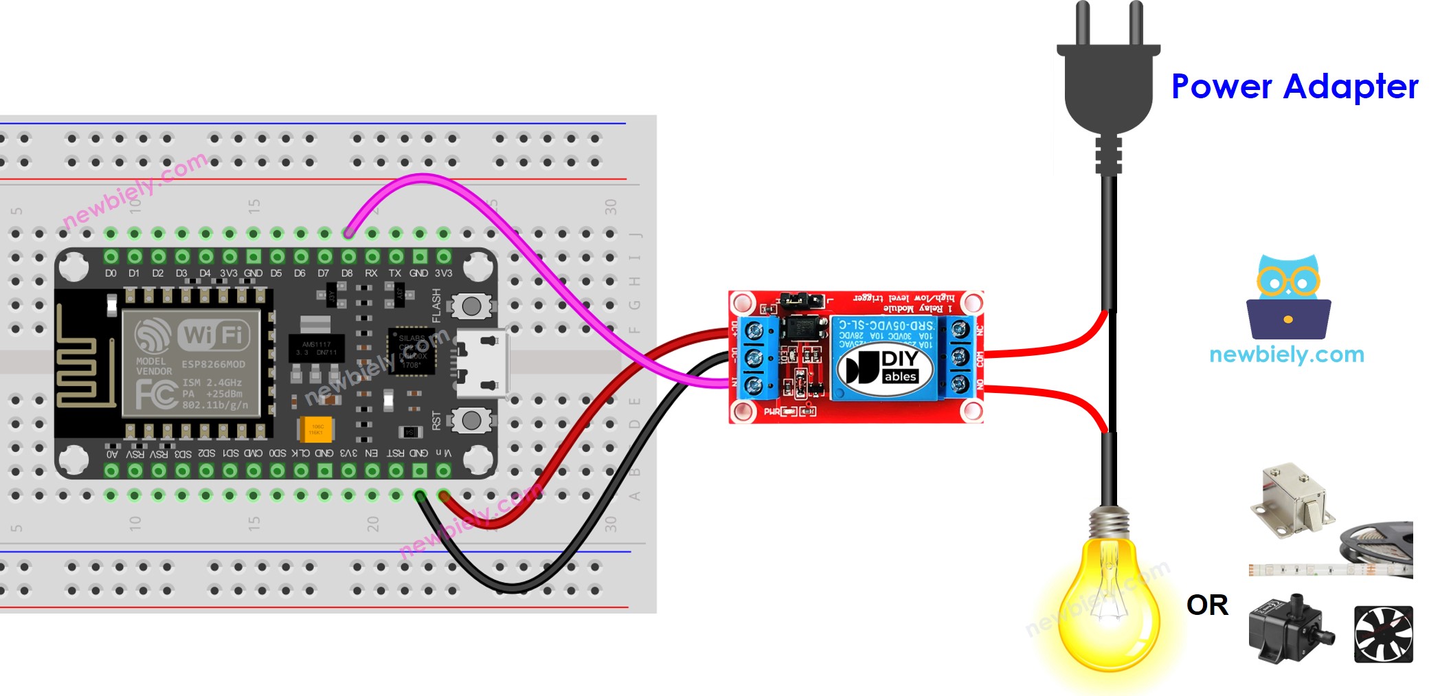 sơ đồ đấu dây rơ-le ESP8266 NodeMCU